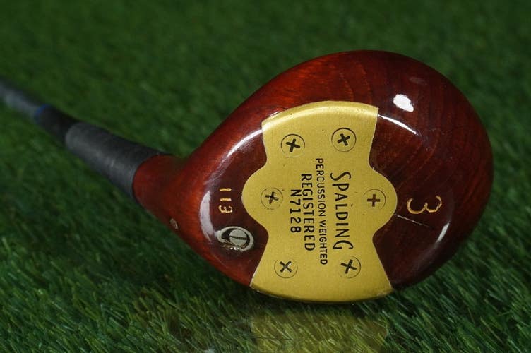 SPALDING ROB T. JONES N7128 PERSIMMON 3 WOOD ROBERT TYRE JONES JR RH ~ VINTAGE!!
