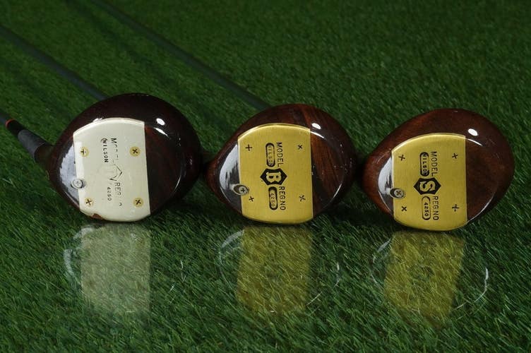 WILSON MODEL 4250 PERSIMMON WOODS DRIVER BRASSIE SPOON 1W-3W RH ~ VINTAGE!!