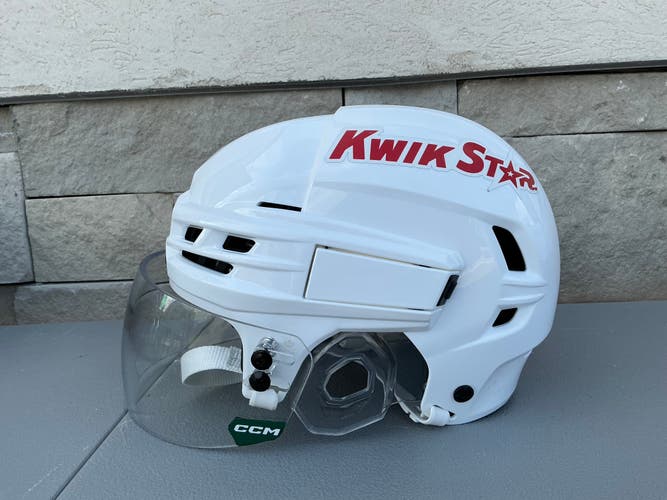 CCM SUPER TACKS X Pro Stock Hockey Helmet Visor Combo White Small 5933