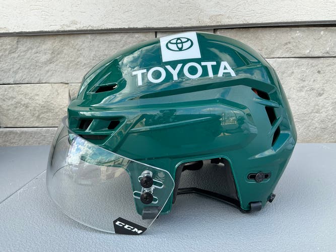 CCM Tacks 710 Pro Stock Hockey Helmet Visor Combo Green Medium WILD 5766