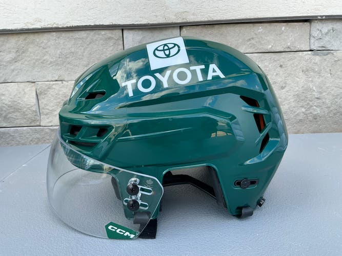 CCM Tacks 710 Pro Stock Hockey Helmet Visor Combo Green Medium WILD 5699