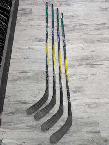 (4-pack) New Senior Yellow & Green RH Bauer Vapor Hyperlite2 wrapped as a Flylite, 77 Flex, P28