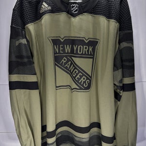 New York Rangers Olive Green Military Appreciation MiC Team Issued Adidas PrimeGreen Jersey Size 60