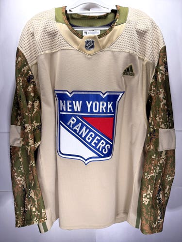 New York Rangers Beige Military Appreciation MiC Team Issued Adidas Jersey Size 60