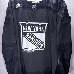 New York Rangers Dark Camo Military Appreciation MiC Team Issued Adidas Jersey Size 60