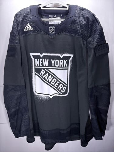 New York Rangers Dark Camo Military Appreciation MiC Team Issued Adidas Jersey Size 60