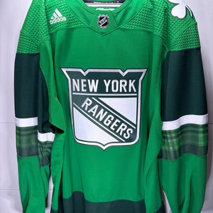 New York Rangers St Patricks Day MiC Team Issued Adidas PrimeGreen Jersey Size 60