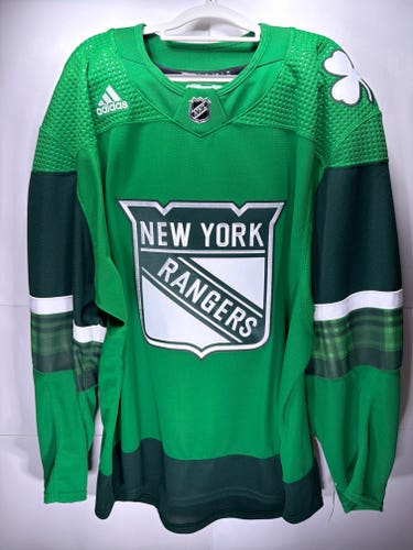 New York Rangers St Patricks Day MiC Team Issued Adidas PrimeGreen Jersey Size 60