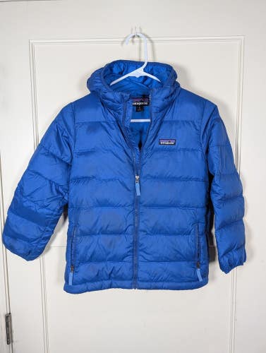 Patagonia Hi-Loft Down Sweater Hoody Puffer Jacket Kids Size: S Blue *READ*