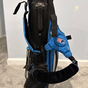 U.S. Kids Stand Bag Blue Black 4-Way Divide Dual Strap Golf Bag 24” tall