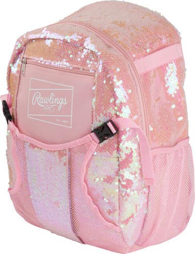 New Rawlings T-ball Youth Backpack Pink Sequin 11506-rawbkpktbpk