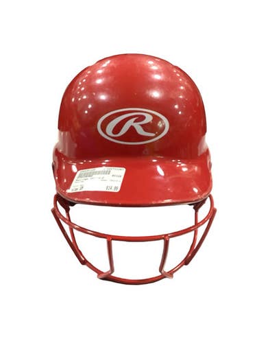Used Rawlings 102216-2 Batting Helmet w/Mask Red SM 11347-S000261320