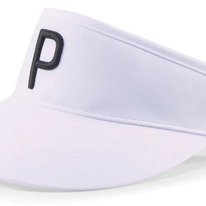 NEW Puma P White/Black Adjustable Visor Hat/Cap