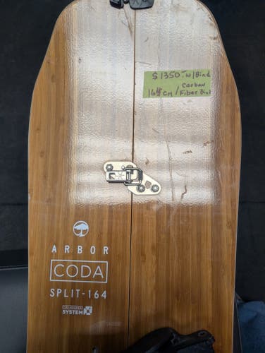 Arbor Coda Splitboard System Rocker Snowboard W/Bindings Medium Flex Directional Twin 164 cm (Used)