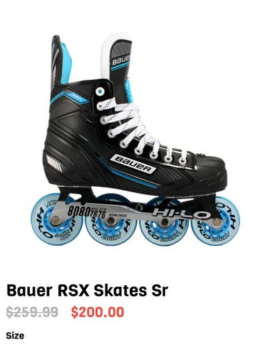 Bauer RSX Inline Skates Size 6 (Used)