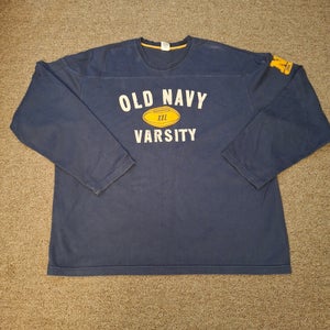 Vintage Navy Men Football Varsity Long Sleeve Sweatshirt XXL