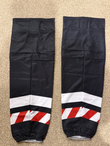 Black Senior Medium Socks (New) with red/white stripes