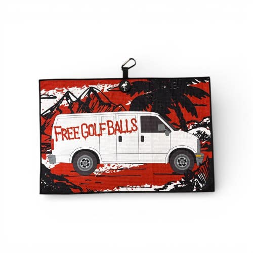 Logie Joes Free Golf Balls Van Golf Towel | Premium Double-Sided Microfiber