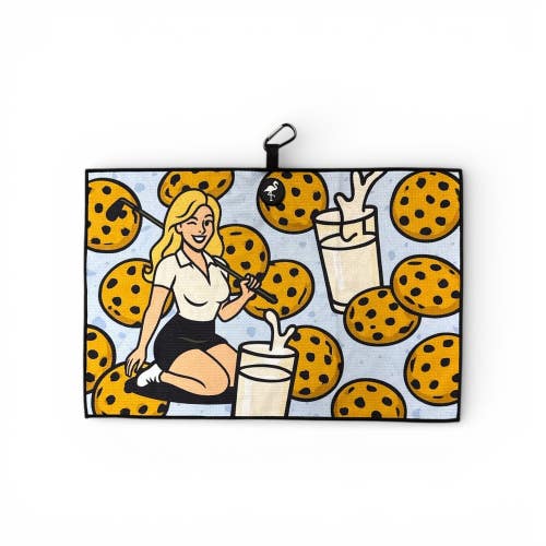 Logie Joe's Milk & Cookies Golf Towel | Premium Double-Sided Microfiber