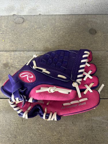 Rawlings Girls Leather Softball Glove HFP10PPUR Pink Purple 10 Inch RHT Ages 5-7