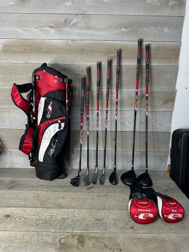 Walter Hagen Series II 2 Jr Junior Kids 7 Club Set Golf Bag Red RH for 41"-47"