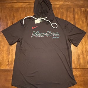 Miami Marlins— Dri Fit Short Sleeved Hoodie — Adult Size Large