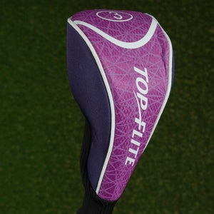 TOP FLITE 2018 3 FAIRWAY WOOD 3W HEADCOVER WOMEN'S LADIES PINK / PURPLE / WHITE