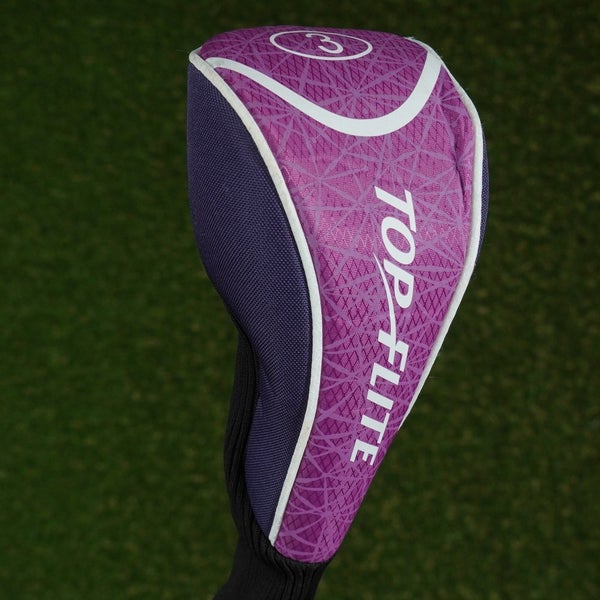 TOP FLITE 2018 3 FAIRWAY WOOD 3W HEADCOVER WOMEN'S LADIES PINK / PURPLE / WHITE