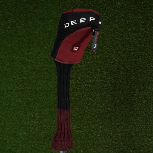 WILSON DEEP RED 3 FAIRWAY WOOD 3W HEADCOVER SOCK DARK RED / BLACK ~ LOOK!!