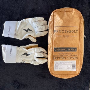 Bruce Bolt White/Tan YL Batting Gloves (Excellent condition)