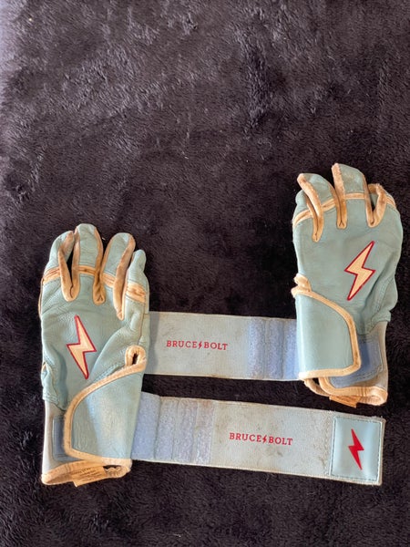 Ian Happ Signature Series Long Cuff Batting Gloves - Baby Blue (YM)