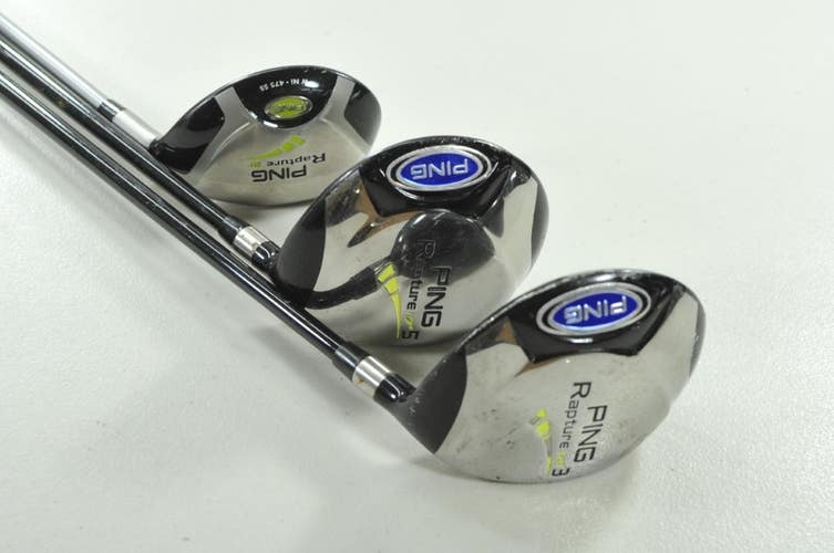 Ping Rapture #3 and #5 Fairway Woods, 21* Hybrid Set RH Stiff Graphite # 208055