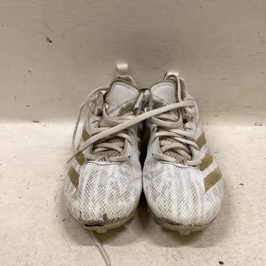 Used Adidas LAX Cleats Boys White And Gold Junior 04 11725-S000494615