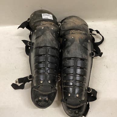 Used Rawlings 16DCW Catchers Leg Guards Black Intermed 11725-S000494785