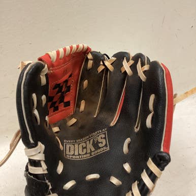 Used DICKS TEEBALL GLOVE RHT BB/SB Glove RH Throw Black And Red 9" 11725-S000493115