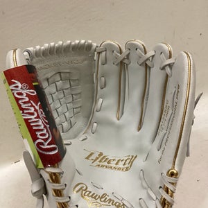 Used Rawlings RLA125KRG RH Throw Fastpitch Gloves White And Gold 12 1/2" 11725-S000495627