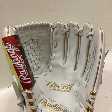 Used Rawlings RLA125KRG RH Throw Fastpitch Gloves White And Gold 12 1/2" 11725-S000495627