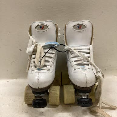 Used RollerDerby SZ 2 Senior Roller Quad Skates White Adjustable 11725-S000495651