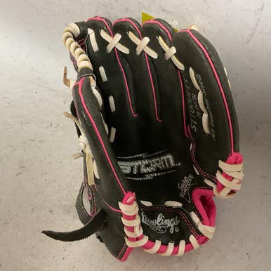 Used Rawlings ST1000FPP RH Throw Fastpitch Gloves Black And Pink 10" 11855-S000196398
