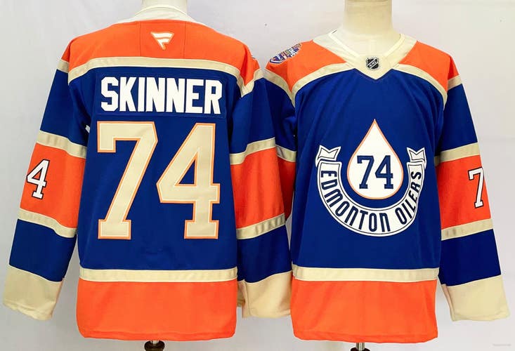 Edmonton Oilers 74 Stuart Skinner Blue Heritage Classic Ice Hockey Jersey  Size 50