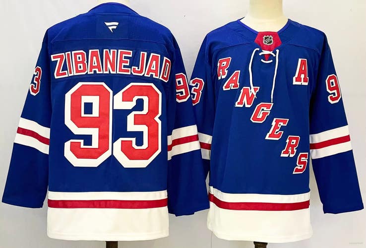 New York Rangers 93 Mika Zibanejad Blue Ice Hockey Jersey Size  52