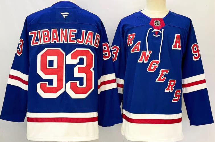 New York Rangers 93 Mika Zibanejad Blue Ice Hockey Jersey Size  52