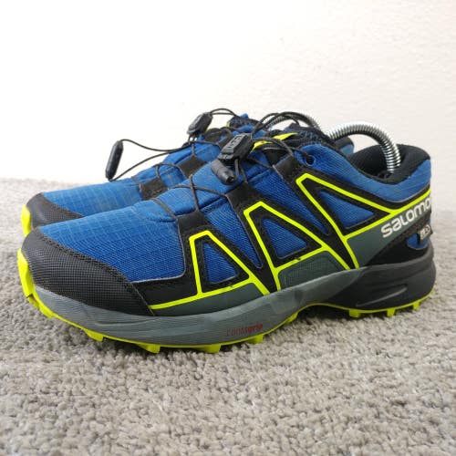 Salomon Speedcross Junior Boys Size 4 Trail running Shoes Blue Yellow Low Top