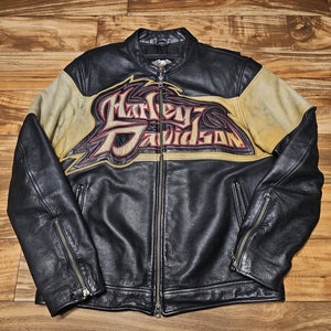 Vintage Harley Davidson 100% Leather Motorcycle Riding Jacket Coat Size Medium
