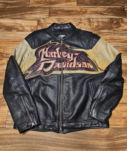 Vintage Harley Davidson 100% Leather Motorcycle Riding Jacket Coat Size Medium
