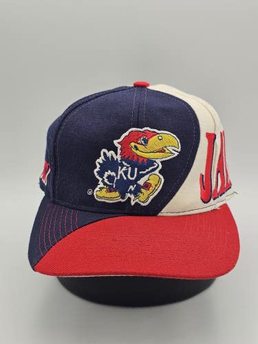 Vintage Kansas Jayhawks Top Of The World Wool Blend NCAA Swirl Hat 90s Snapback