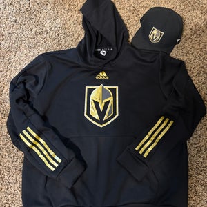 Black XL Adidas Golden Knights hoodie and fanatics hat