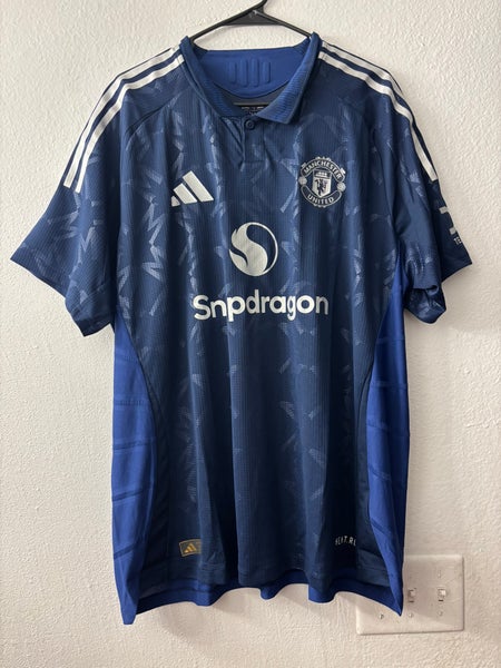 Blue XXL Men's Adidas Manchester United FC 2024/2025 Authentic Away Jersey (New)