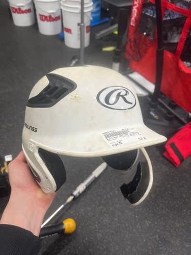 Used Rawlings BATTING HELMET W MASK Batting Helmet w/Mask White MD 11337-S000476701