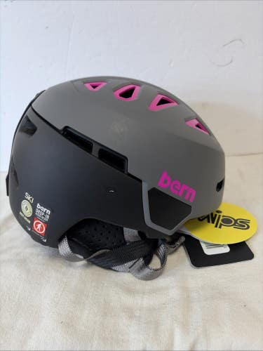 Brand New Adult Size Small BERN MIPS Ski & Snowboard Helmet. Gray/pink